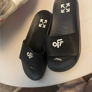 Off-White Black Slide Sandals with White Logo